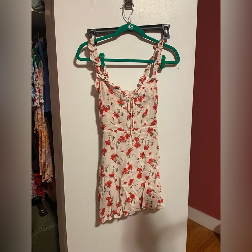 Reformation Red and Cream Floral Mini Dress